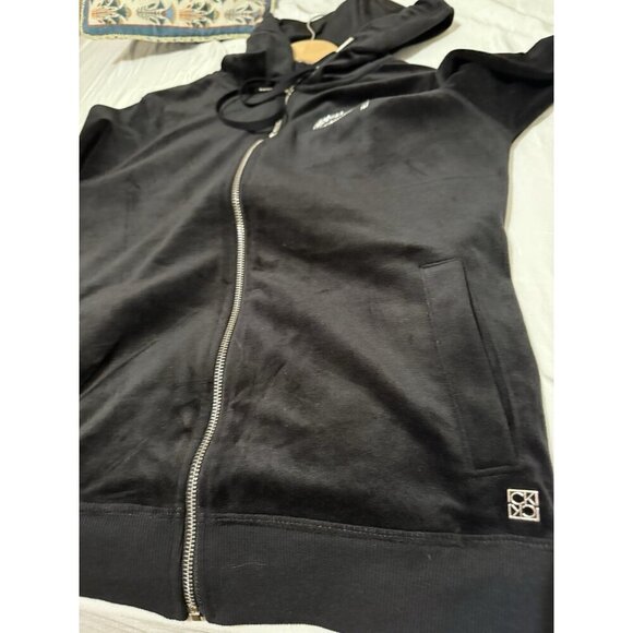 Calvin Klein Zip Up Hoodie Sweatshirt Jacket Womens Size Small Black Velour - Picture 3 of 5